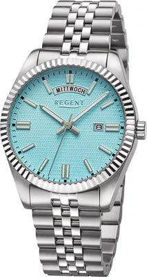 Regent BA-880 Herrenuhr Stahl/Hellblau 1