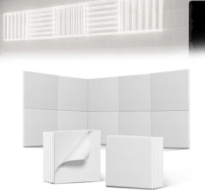 Produktbild von UISEBRT 12x Akustikplatten 30x30cm Flache Quadrate Weiß, Schallschutz Wandpaneele, Hochdichte Schalldämmung, Schallabsorber für Heimkino Studio Büro