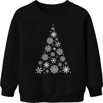 Produktbild von Schneeflocken Weihnachtsbaum - Weihnachten Weihnachtsgeschenk Christmas Uni Kinder Weihnachtspullover, Schwarz, 116