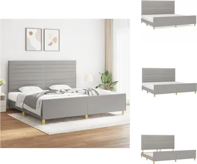 Produktbild von vidaXL Bettgestell mit Kopfteil Hellgrau 200x200 cm Stoff -  Betten & Bettgestelle