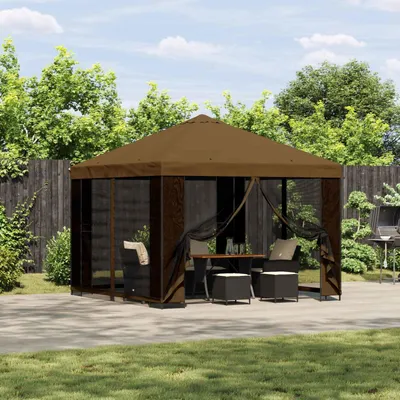 Produktbild von PUEAZU Garten Pavillon mit Seitenwänden 3 x 3 m Taupe - Pavillons & Partyzelte &50652