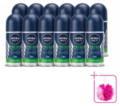 Obrázok produktu pre 12 kusov deodorantu NIVEA MEN Fresh Sensation, roll-on, 50 ml – balenie