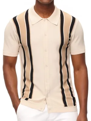 Immagine prodotto di Maglie polo da uomo PJ PAUL JONES, motivo a righe vintage, leggere, in maglia, ideali per il golf