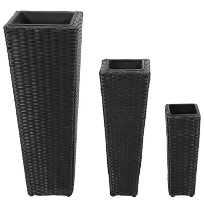 Immagine prodotto di Letti Rialzati da Giardino 3 pz in Polyrattan Nero