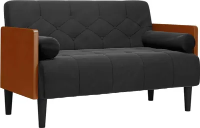 Produktbild von vidaXL Zweisitzer-Sofa mit Nackenrollen Schwarz 110 cm Samt