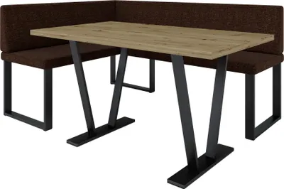 Obrázek produktu pro Rohová lavice AKIKO METAL se stolem 168x128 vlevo - rohová lavice do jídelny, moderní kuchyně, obývacího pokoje, jídelny. Ideální do kuchyně, kanceláře a recepce