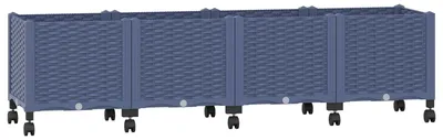 Immagine prodotto di vidaXL Fioriera da giardino con ruote, blu-grigio, 160 x 40 x 48 cm, in PP
