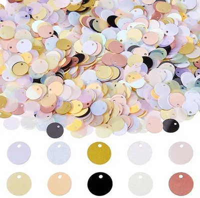 Immagine prodotto di Set di paillettes in PVC, composto da 2880 pezzi. Paillettes rotonde, 10 colori opachi e lucidi, diametro di 10,5 mm. Ideali per cucito a umido e progetti fai-da-te