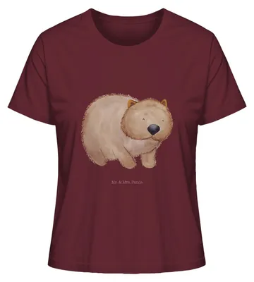 Produktbild von Mr. & Mrs. Panda Kurzarmshirt Damen Wombat Größe XL - Burgundy - Geschenk, Australien, Basic T-Shirt, Das Leben Ist schön, für Frauen, Oberteil, Gute Laune, Shirt, Spruch