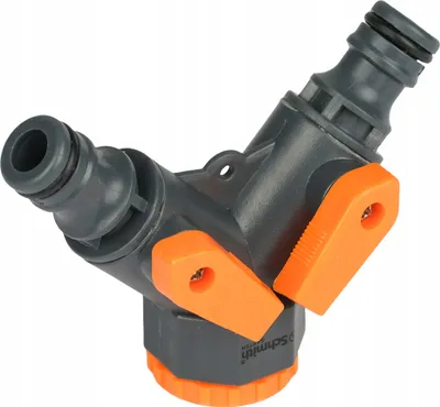 Produktbild von Schmith Premium Wasserverteiler 2-Wege Universal Kunststoff mit Absperrventilen | Robuste Schlauchkupplung für Gartenschlauch | Universeller Schlauchanschluss Wasserhahn Adapter Gartenbewässerung Zubehör