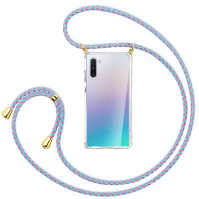 Produktbild von Handykette Backcover-Schutzhülle mit Band (Metall goldfarben) für Samsung Galaxy Note 10 - pink/mint