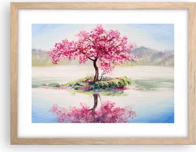 Produktbild von Gerahmtes Poster - Rahmen in heller Eiche - Baum Abstraktion - 40x30 cm - Wand Bild - Wanddeko - Wandbilder - Kunstposter - Wandposter - Bilderrahmen - Bilder - Kunstdruck - Wandbild - P2NAA40x30-3805
