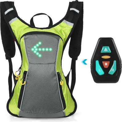 Zdjęcie produktu dla Plecak z kierunkowskazem LED IPX5 Wodoodporny plecak odblaskowy Bezprzewodowy pilot zdalnego sterowania Torba rowerowa do jazdy na rowerze, biegania, spacerów, joggingu