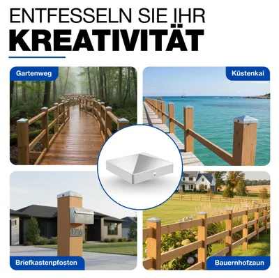 Produktbild von Pfostenkappe Pyramide Edelstahl 91 x 91 mm Zaunkappe Pfostenabdeckung Schutzkappe