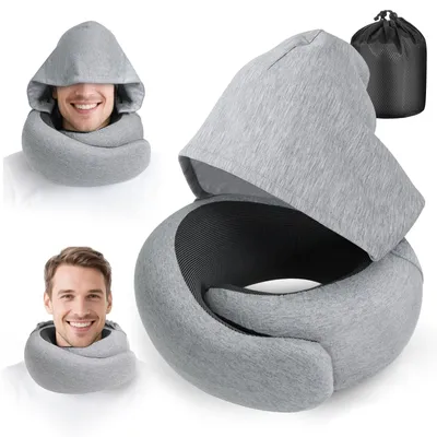 Produktbild von Omgoods – Ergonomisches Nackenkissen mit 360° Unterstützung – Reisekissen aus Memory-Schaum – Nackenkissen für Flugzeug – Nackenkissen für Auto – Tragbares Reisekissen – Kompaktes Reisekissen – Reisekissen