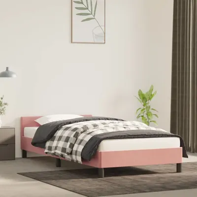 Produktbild von The Living Store Bettgestell mit Kopfteil Rosa 80x200 cm Samt