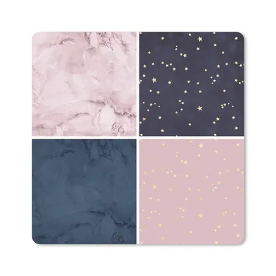 Produktbild von MuchoWow® Mauspad Mousepad Marmor - Sterne - Rosa - Blau 30x30 cm - Mousepads - Maus Mat - Pad - Mausunterlage - Gaming