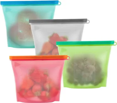 Produktbild von Silikon Lebensmittelbeutel, Wiederverwendbarer Silikon Kochbeutel, Küchenbeutel, Aufbewahrungsbeutel für Obst, Gemüse