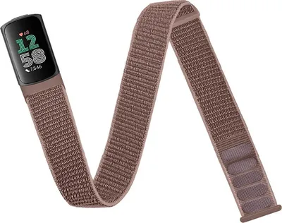 Produktbild von INF Fitbit Charge5/6 Nylon Armband mit Klettverschluss in Braun für Sport und Alltag Rosa