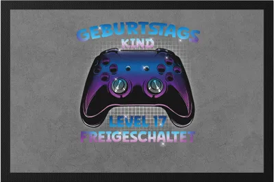 Produktbild von Geburtstagskind Level 17 Freigeschaltet Fußmatte Happy Birthday Geburtstag Alles Gute Controller Konsole Gamer