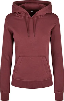 Produktbild von Build Your Brand BY139 | Damen Sweat, Organic Hoody, 100% Baumwolle - Farbe: Cherry - Größe: M