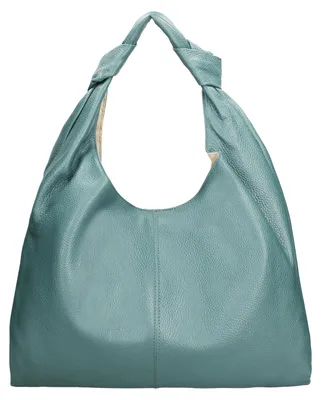 Produktbild von Lux Damen Schultertasche, echtes Leder, Farbe: Blau, mit magnetischem Verschluss, hergestellt in Italien