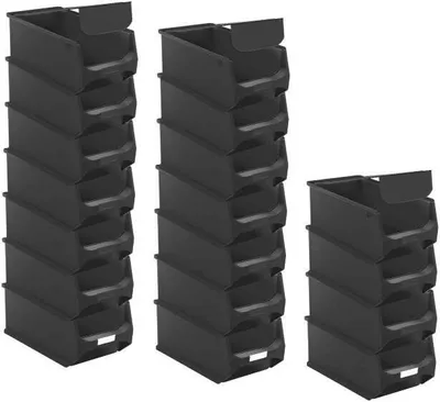 Produktbild von SuperSparSet 18x Leitfähige Sichtlagerbox 4.0 mit Abdeckung | HxBxT 15x20x35cm | 7,2 Liter | ESD, Sichtlagerbehälter, Sichtlagerkasten, Sichtlagerkastensortiment, Sortierbehälter