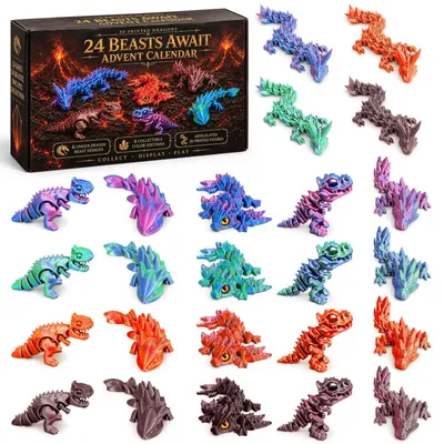 Produktbild von Drachen Adventskalender 2026 mit 3D Druck Tiere Geschenk für Kinder Teens