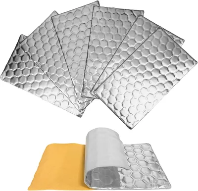 Imagen del producto de Alfombrilla autoadhesiva para aislamiento acústico de automóviles, lámina de aluminio con amortiguación de goma, 11x20 cm, 6 unidades, para aislamiento de vehículos
