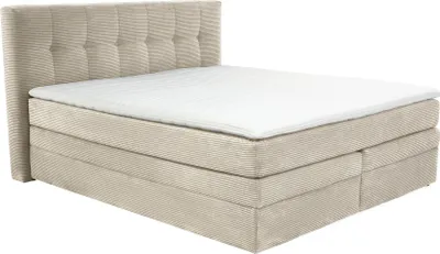 Productafbeelding van Boxspringbed 180x200 cm, H3, met pocketveringmatras, Bonell-matras, toplaag, kleur beige/grijs / 20039