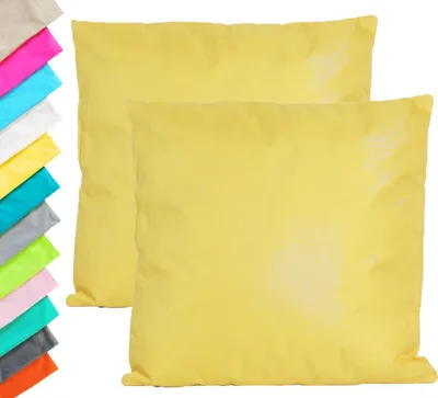 Produktbild von 2x Outdoor Lounge Kissen 45x45cm Dekokissen Set Inkl. Füllung Wasserfest Sitzkissen Garten Stuhl Lotus Effekt, Farbe:Gelb