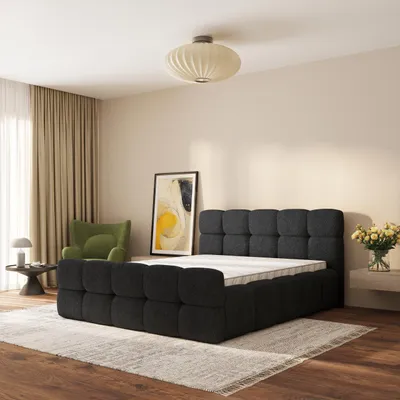 Produktbild von Masseno Polsterbett ELIZJA 160x200 cm, Polsterbett mit Bettkästen -Schwarz, QUELLE 100