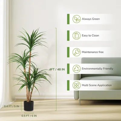 Productafbeelding van Kunstplant Dracaena (120 cm) – Realistische kamerplant voor huis, kantoor en terras, vereist geen verzorging
