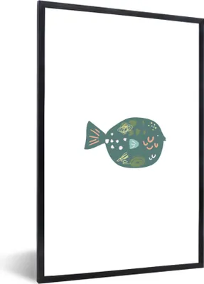 Produktbild von MuchoWow® MuchoWow® Gerahmtes Poster Pastell - Grün - Fisch 40x60 cm - Poster mit zchwarzem Bilderrahmen - Papierdruck - Wandbilder