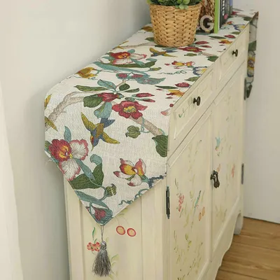 Image de Nappe pour table en bois, motif floral