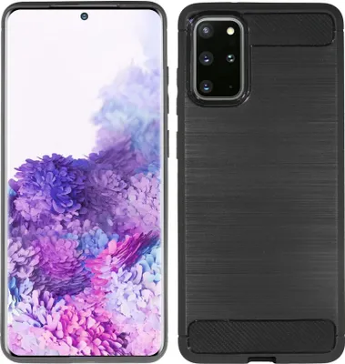 Produktbild von cofi1453® Silikon Hülle Bumper Carbon kompatibel mit SAMSUNG GALAXY S20+ (G985F) Case TPU Soft Handyhülle Cover Schutzhülle Schwarz