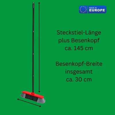 Produktbild von Novaliv 2er-Set Kunststoff-Kehrbesen, 30 cm, mit feinen Kunststoffborsten. Kehrbesen, rot. Saalbesen mit Stiel. Steckstiel, stabil. Saalbesen mit Gewinde für 22 mm Besenstiele. Spinnenwebenbesen, Zimmerbesen, "Magic Broom"
