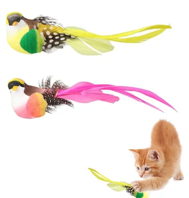Interaktives Katzenspielzeug, 2 fliegende Vögel mit Glöckchen