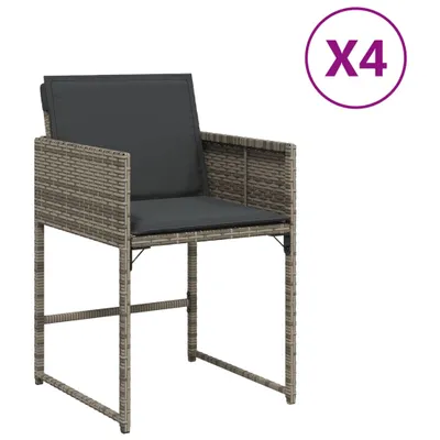 Produktbild von vidaXL Gartenstühle mit Kissen 4 Stk. Grau Poly Rattan