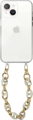 Produktbild von Marble Creme Transparant Cord Hülle - Short Cord  - Kompatibel mit iPhone 14