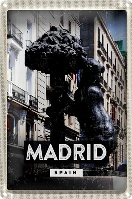 Produktbild von Blechschild Reise 20x30cm Madrid Spain Statue des Bären