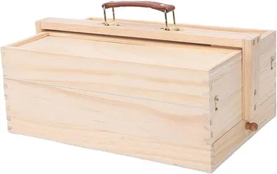 Imagen del producto de Caja de almacenamiento para herramientas de artistas, ideal para pinturas y pinceles, con 3 compartimentos
