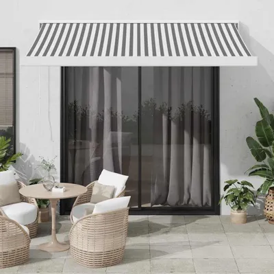 Produktbild von Markise Einziehbar Anthrazit & Weiß 3,5x2,5 m Stoff & Aluminium