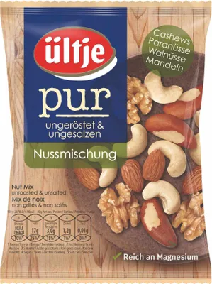 Produktbild von Ültje Nussmischung pur ungeröstet und ungesalzen 4fach sortiert 150g