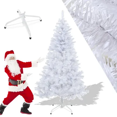 Immagine prodotto di TolleTour 210cm albero di Natale artificiale, albero di Natale con supporto in metallo, albero di Natale 900 punte aghi in PVC, albero di Natale artificiale sistema pieghevole bianco