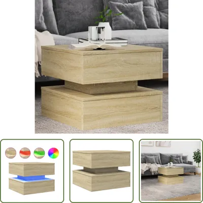 Immagine prodotto di The Living Store Tavolino con luci LED rovere Sonoma 50x50x40 cm