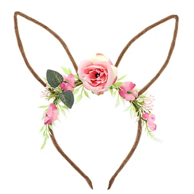 Hasen-Ohren Haarreif mit Blumen Ostern Kostüm-Zubehör Osterhase Oster-Deko Dekoration Fasching Karneval Mottoparty
