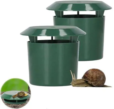 Produktbild von 2x Schneckenfalle - Umweltfreundlich - Schneckenfalle aus Kunststoff - Schneckenbekämpfung - Schneckenfalle für den Garten - Biologische Falle - Gegen Schnecken - Ungiftig - Bierfalle zur Bekämpfung von Schnecken und Nacktschnecken - Wiederverwendbar - Nachhaltig - Für den natürlichen Gartenschutz