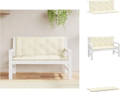 Image de vidaXL Coussins de banc de jardin 2 pcs. Blanc crème 120x50x7 cm Tissu Oxford - Coussin d'assise