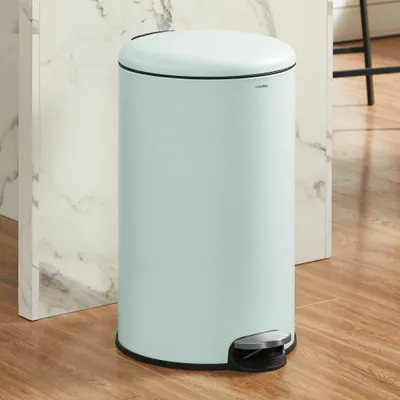 Produktbild von CASABEL Mülleimer Küche 30L, 100% Edelstahl, Resistent gegen Fingerabdrücke, Runder Treteimer mit Fußpedal, Abfalleimer mit Deckel für Bad, Küche, Büro, Mintgrün